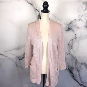 🦋CHICOS🦋 pink silver sparkle open knit cardigan